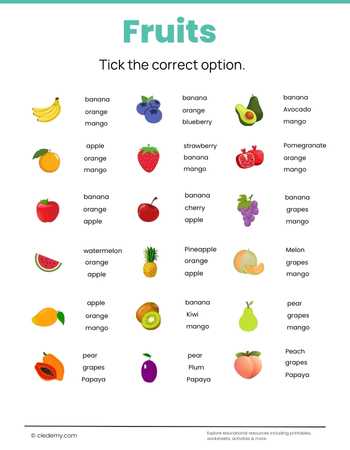 Picture with Option Fruits