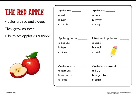 The Red Apple Reading Comprehension & MCQ-Questions